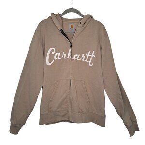 Carhartt Vintage Y2K Tan Full Zip Hooded Sweatshirt Hoodie Size Large